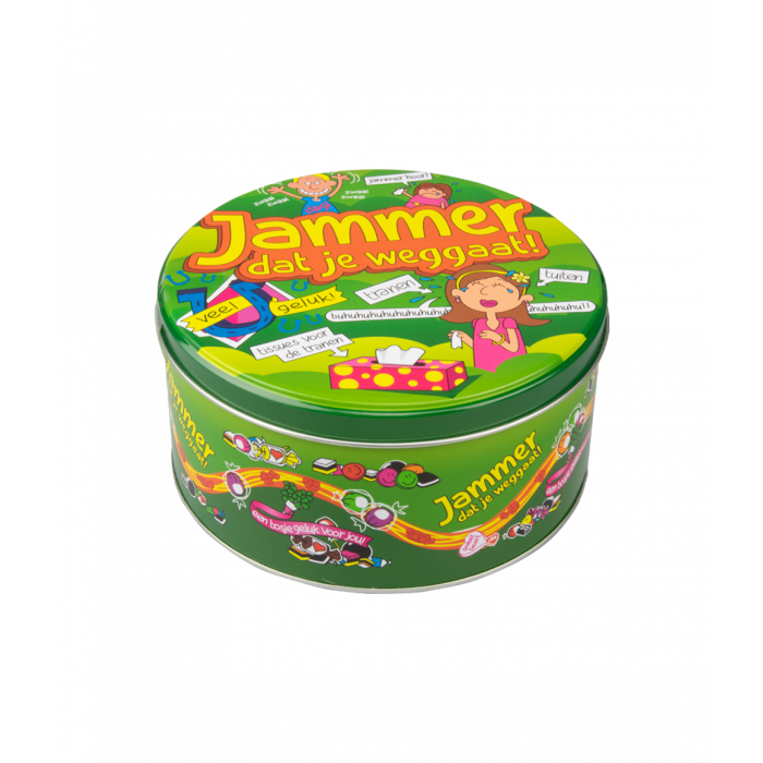 Scatola di caramelle ripiena Ci dispiace che tu vada via - 500 g